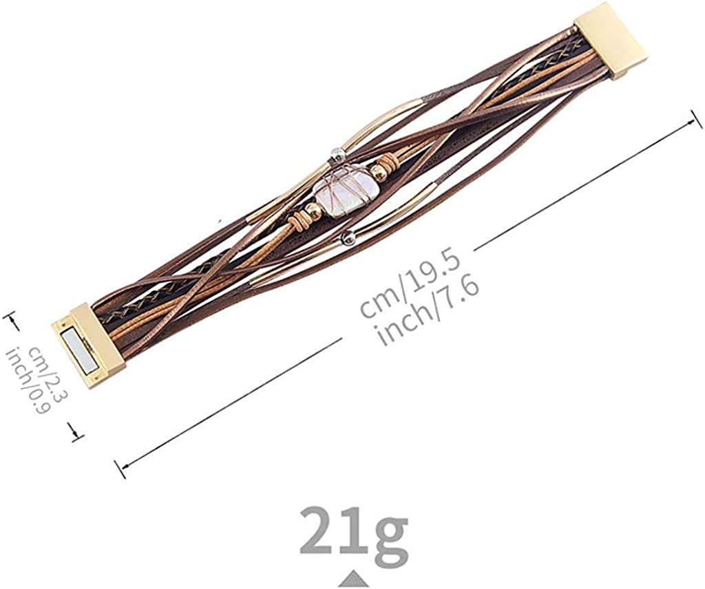 Fesciory Leather Wrap Bracelets for Women, Boho Leopard Multi-Layer Crystal Beads Cuff Bracelet Jewelry - Image 6